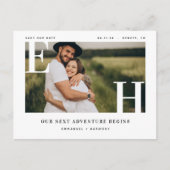 ミニマルモダンはっきりした結婚2000年12月21日のモノグラム写真 ポストカード (正面)