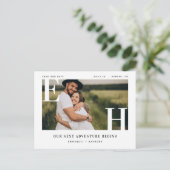 ミニマルモダンはっきりした結婚2000年12月21日のモノグラム写真 ポストカード (スタンド正面)