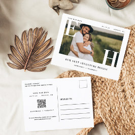 ミニマルモダンはっきりした結婚2000年12月21日のモノグラム写真 ポストカード