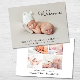 ミニマルモダンようこそ5フォト誕生 案内状