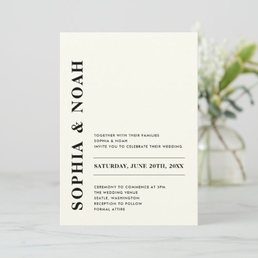 ミニマルモダンアイボリーエレガントウェディング 招待状 (スタンド正面)