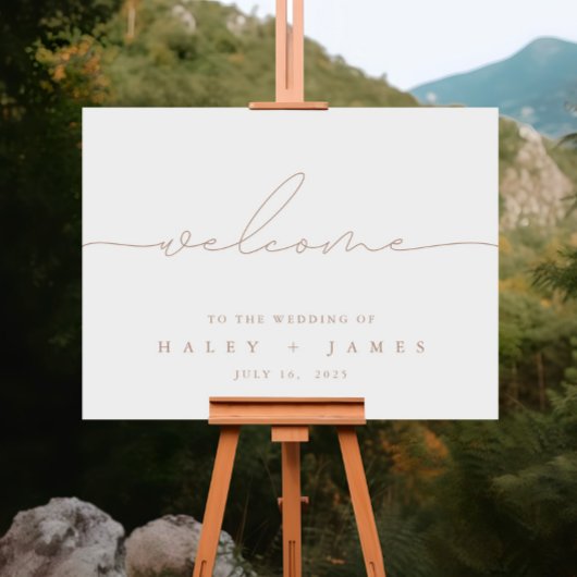 ミニマルモダンアイボリー結婚の歓迎ポスター ポスター