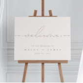 ミニマルモダンアイボリー結婚の歓迎ポスター ポスター
