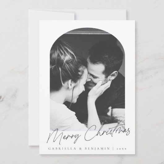 ミニマルモダンアルチ2枚の写真クリスマスレター シーズンカード (正面)