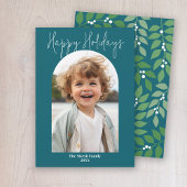 ミニマルモダンアーチ写真 – 植物性ティール(緑がかった色)グリーン シーズンカード