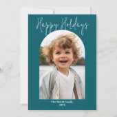 ミニマルモダンアーチ写真 – 植物性ティール(緑がかった色)グリーン シーズンカード (正面)