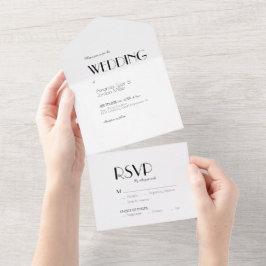 ミニマルモダンアートデコウェディング オールインワン招待状