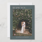 ミニマルモダンアールデコティール（緑がかった色）カスタム写真 サンキューカード (正面)