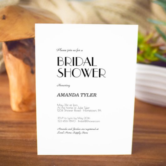 ミニマルモダンアールデコブライダルシャワー 招待状