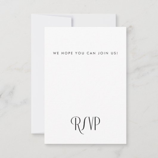 ミニマルモダンアールデコ結婚タイポグラフィ 出欠カード (正面)