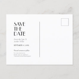 ミニマルモダンアールデコ結婚式の日付を保存 案内ポストカード