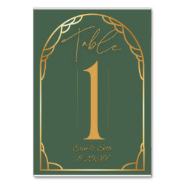 ミニマルモダンア結婚チ |オリーブと金ゴールド テーブルナンバー