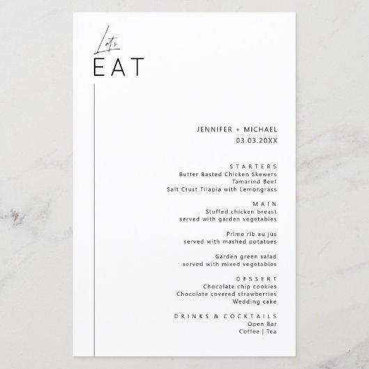 ミニマルモダンイニシャルメニューカード (正面)