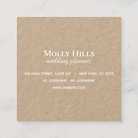 ミニマルモダンイニシャルモノグラムクラフト スクエア名刺 (裏面)