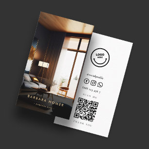 ミニマルモダンインテリアデザイナーQR 名刺