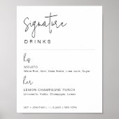 ミニマルモダンウェディングシグネチャードリンクサイン ポスター (正面)