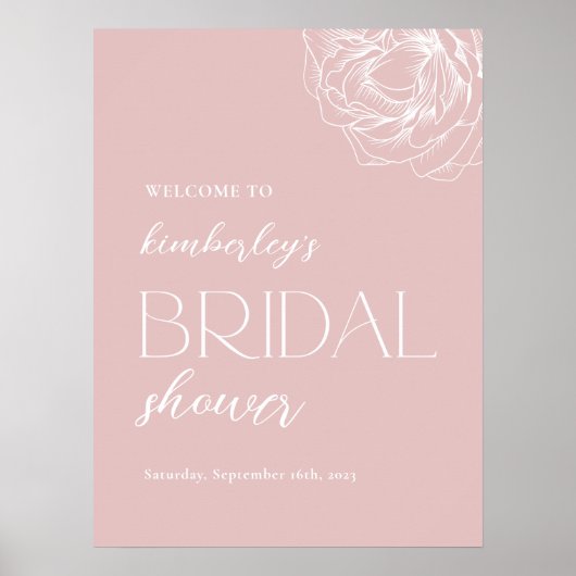 ミニマルモダンウェディングシャワーウェルカムサイン ポスター (正面)