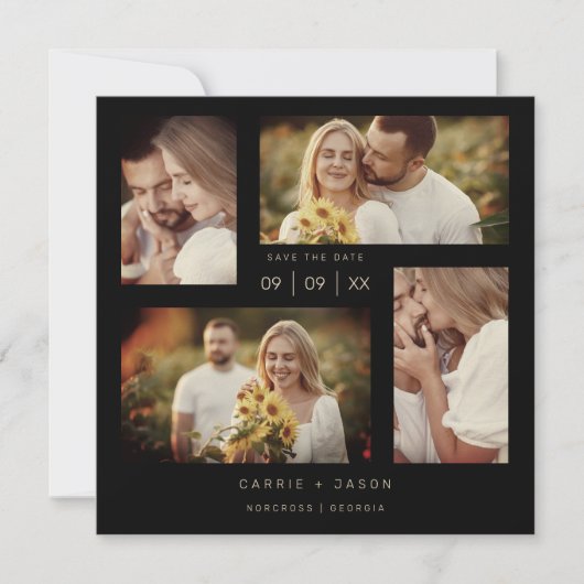 ミニマルモダンウェディング フォトコレクション4枚 セーブザデート (正面)