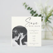 ミニマルモダンエレガントアイボリーとブラック |写真 セーブザデート (スタンド正面)