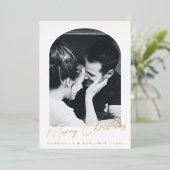 ミニマルモダンエレガントアルチ写真クリスマス 箔シーズンカード (立ち正面)