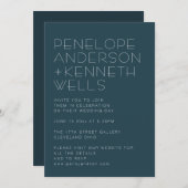 ミニマルモダンエレガントティール(緑がかった色)結婚ズ 招待状 (正面/裏面)
