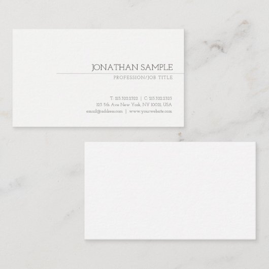 ミニマルモダンエレガントトレンディーシックプロフェッショナル 名刺 (正面/裏面)