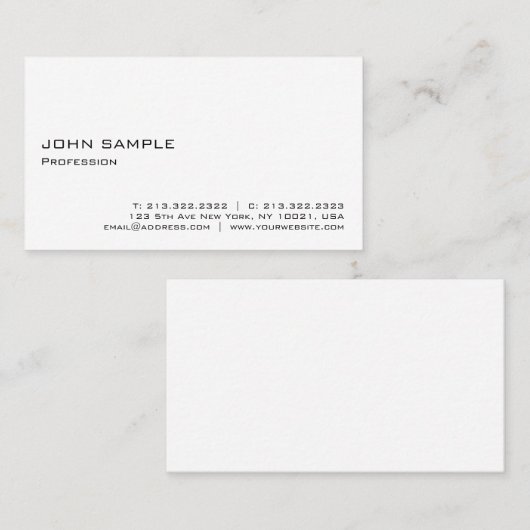 ミニマルモダンエレガントプロフェッショナル白 名刺 (正面/裏面)