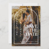 ミニマルモダンエレガントリストArch写真Save the Date 招待状 (正面)