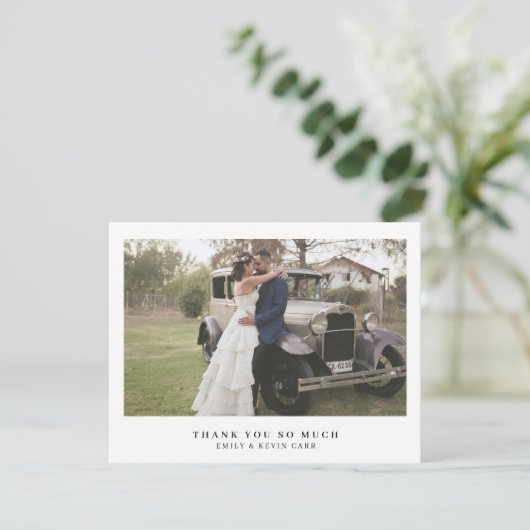 ミニマルモダンエレガント写真シンプル結婚の サンキューカード (スタンド正面)