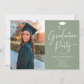 ミニマルモダンエレガント写真卒業党 招待状 (正面)