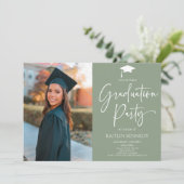 ミニマルモダンエレガント写真卒業党 招待状 (スタンド正面)