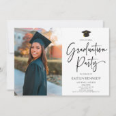 ミニマルモダンエレガント写真卒業党 招待状 (正面)
