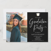 ミニマルモダンエレガント写真卒業党 招待状 (正面)