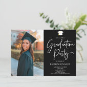ミニマルモダンエレガント写真卒業党 招待状 (スタンド正面)