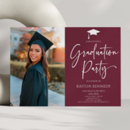 ミニマルモダンエレガント写真卒業党 招待状