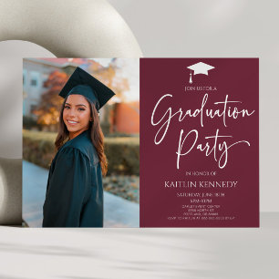 ミニマルモダンエレガント写真卒業党 招待状