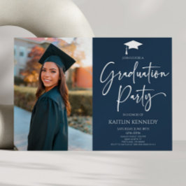 ミニマルモダンエレガント写真卒業党 招待状