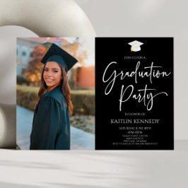 ミニマルモダンエレガント写真卒業党 招待状