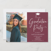 ミニマルモダンエレガント写真卒業党 招待状 (正面)