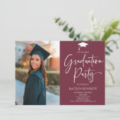 ミニマルモダンエレガント写真卒業党 招待状 (スタンド正面)