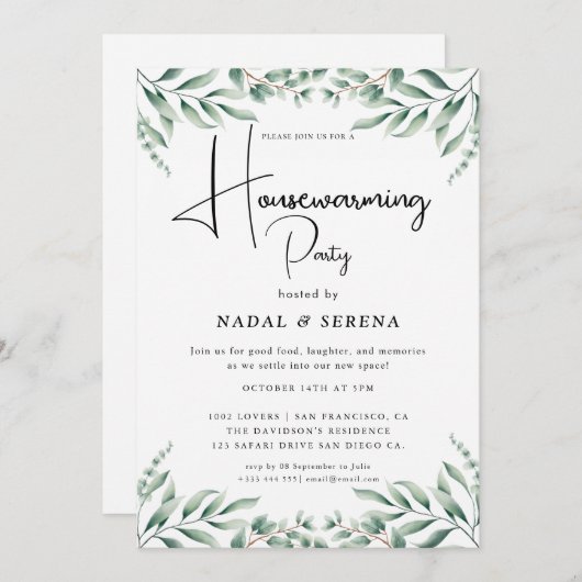 ミニマルモダンエレガント引っ越し祝いパーティーパーティー 招待状 (正面/裏面)