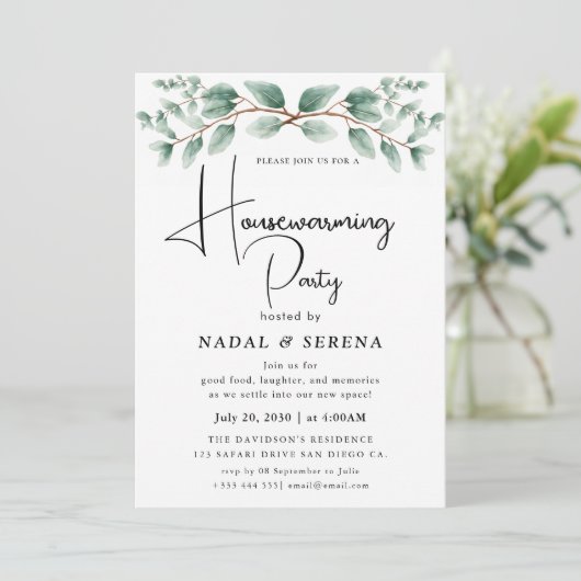 ミニマルモダンエレガント引っ越し祝いパーティーパーティー 招待状 (スタンド正面)