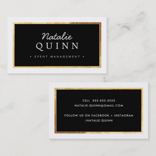 ミニマルモダンエレガント縁ど金ゴールド 名刺 (正面/裏面)