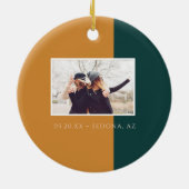 ミニマルモダンエレガント金ゴールド&ティール(緑がかった色)Two Tone 2 Photo セラミックオーナメント (裏面)