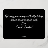 ミニマルモダンエレガントScript Happy New Year Stars 箔シーズンカード (裏面)