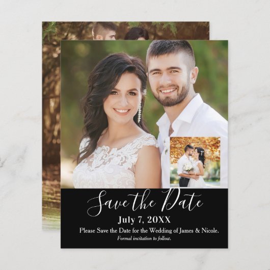 ミニマルモダンカスタム写真写真の日付の保存 (正面/裏面)