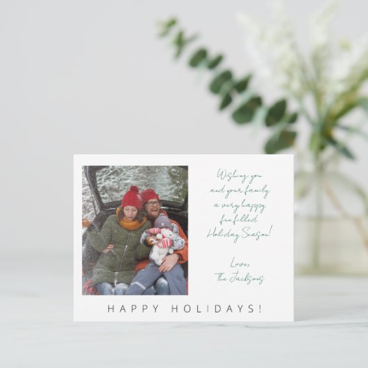 ミニマルモダンカスタム手書き休日の写真 ポストカード (スタンド正面)