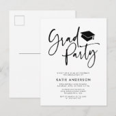 ミニマルモダンカリグラフィー卒業パーティ写真 インビテーションポストカード (正面/裏面)