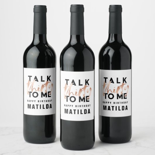 ミニマルモダンガーリーバラ金ゴールド30日 ワインラベル (ボトル)