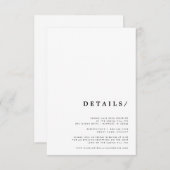 ミニマルモダンクラシックタイポグラフィ結婚詳細 エンクロージャーカード (正面/裏面)